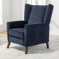 Mid Century Chenille Wingback Recliner Chair, Button Tufted Design Pushback Recliner Chair with Armrest and Solid Wood Legs, for Bedroom Living Room, Navy Blue