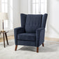 Mid Century Chenille Wingback Recliner Chair, Button Tufted Design Pushback Recliner Chair with Armrest and Solid Wood Legs, for Bedroom Living Room, Navy Blue