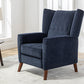 Mid Century Chenille Wingback Recliner Chair, Button Tufted Design Pushback Recliner Chair with Armrest and Solid Wood Legs, for Bedroom Living Room, Navy Blue