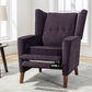 Mid Century Chenille Wingback Recliner Chair, Button Tufted Design Pushback Recliner Chair with Armrest and Solid Wood Legs, for Bedroom Living Room, Purple