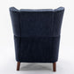 Mid Century Chenille Wingback Recliner Chair, Button Tufted Design Pushback Recliner Chair with Armrest and Solid Wood Legs, for Bedroom Living Room, Navy Blue