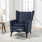 Mid Century Chenille Wingback Recliner Chair, Button Tufted Design Pushback Recliner Chair with Armrest and Solid Wood Legs, for Bedroom Living Room, Navy Blue