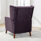 Mid Century Chenille Wingback Recliner Chair, Button Tufted Design Pushback Recliner Chair with Armrest and Solid Wood Legs, for Bedroom Living Room, Purple