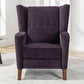 Mid Century Chenille Wingback Recliner Chair, Button Tufted Design Pushback Recliner Chair with Armrest and Solid Wood Legs, for Bedroom Living Room, Purple