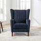 Mid Century Chenille Wingback Recliner Chair, Button Tufted Design Pushback Recliner Chair with Armrest and Solid Wood Legs, for Bedroom Living Room, Navy Blue