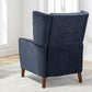 Mid Century Chenille Wingback Recliner Chair, Button Tufted Design Pushback Recliner Chair with Armrest and Solid Wood Legs, for Bedroom Living Room, Navy Blue