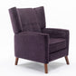 Mid Century Chenille Wingback Recliner Chair, Button Tufted Design Pushback Recliner Chair with Armrest and Solid Wood Legs, for Bedroom Living Room, Purple