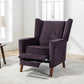 Mid Century Chenille Wingback Recliner Chair, Button Tufted Design Pushback Recliner Chair with Armrest and Solid Wood Legs, for Bedroom Living Room, Purple