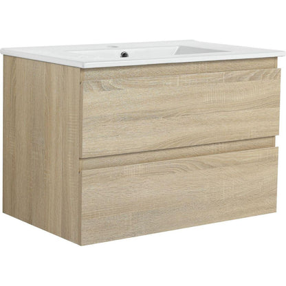 30" Wall-Mounted Bathroom Vanity With Ceramic Sink, 2-Soft Close Drawers, KD-Package