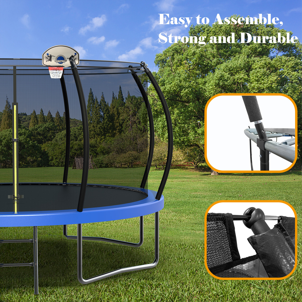 12FT Recreational Trampoline with Enclosure for Kids Adults, ASTM Approved, Outdoor Trampoline with Wind Stakes and Ladder for Kids Apex Series,12FOOT Trampoline