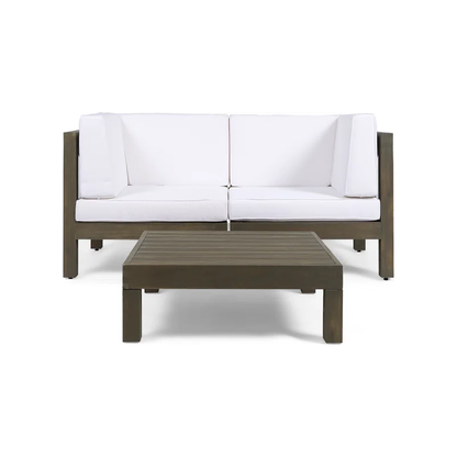 OANA 3-Piece LOVE SEAT SET WITH COFFEE TABLE, WHITE