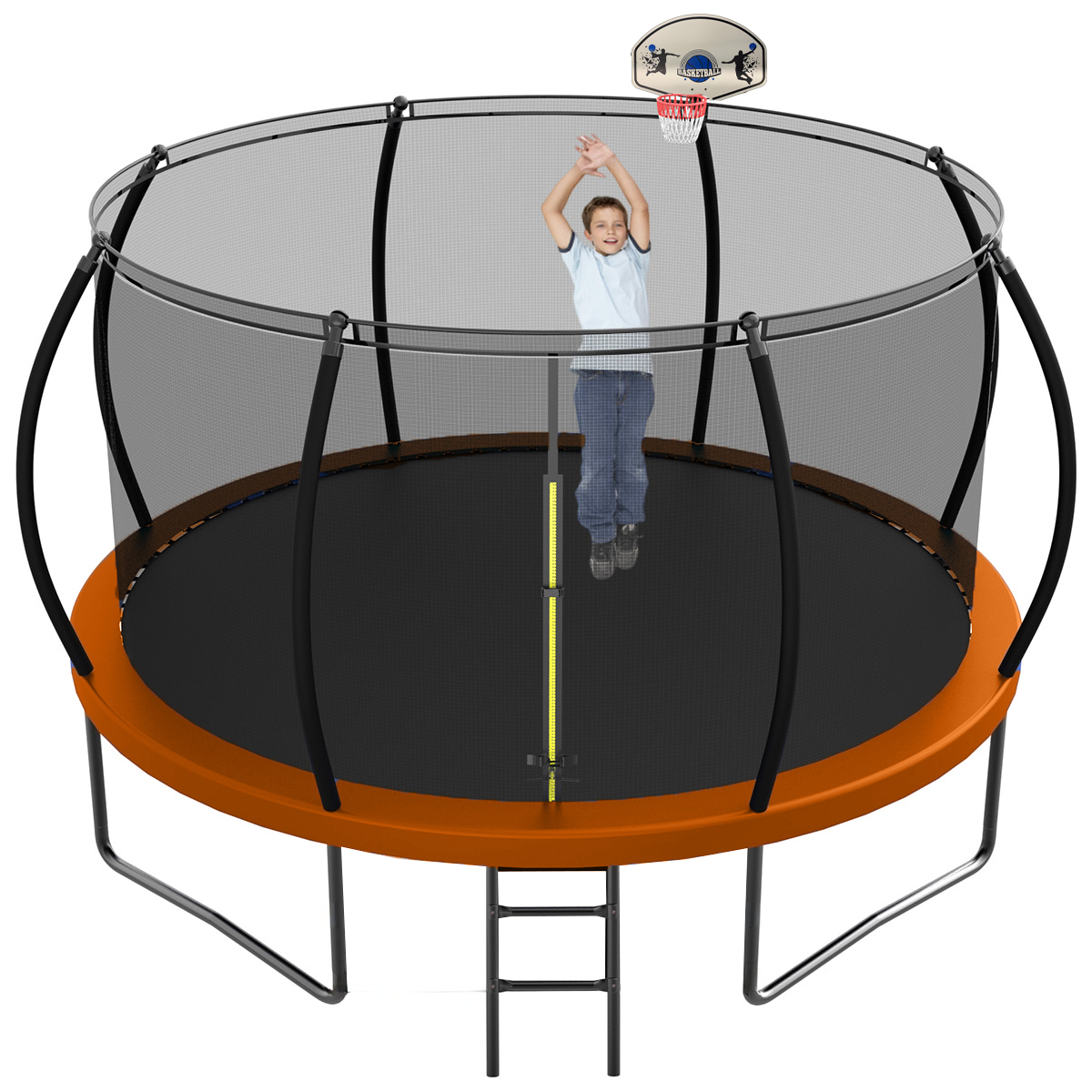 12FT Recreational Trampoline with Enclosure for Kids Adults, ASTM Approved, Outdoor Trampoline with Wind Stakes and Ladder for Kids Apex Series,12FOOT Trampoline