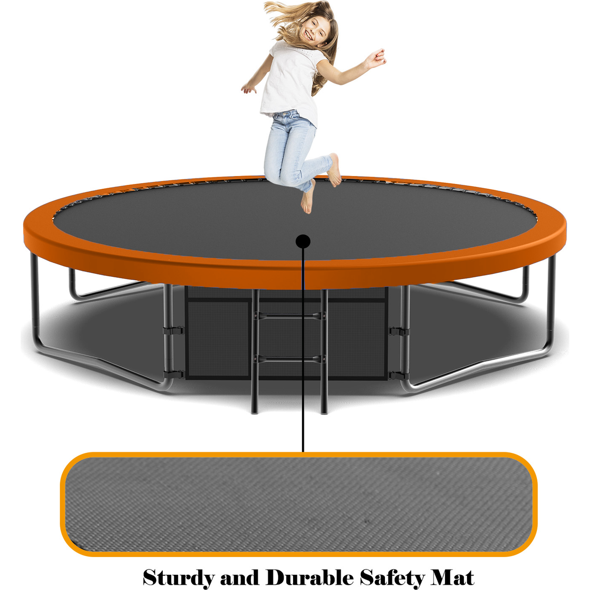 12FT Recreational Trampoline with Enclosure for Kids Adults, ASTM Approved, Outdoor Trampoline with Wind Stakes and Ladder for Kids Apex Series,12FOOT Trampoline