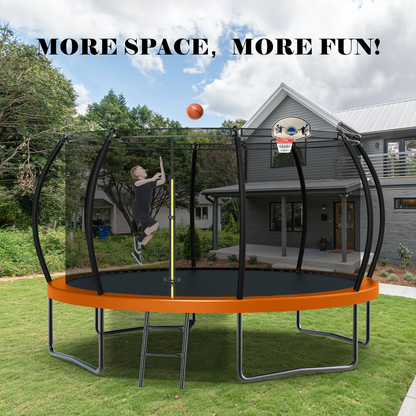 12FT Recreational Trampoline with Enclosure for Kids Adults, ASTM Approved, Outdoor Trampoline with Wind Stakes and Ladder for Kids Apex Series,12FOOT Trampoline