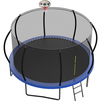 12FT Recreational Trampoline with Enclosure for Kids Adults, ASTM Approved, Outdoor Trampoline with Wind Stakes and Ladder for Kids Apex Series,12FOOT Trampoline