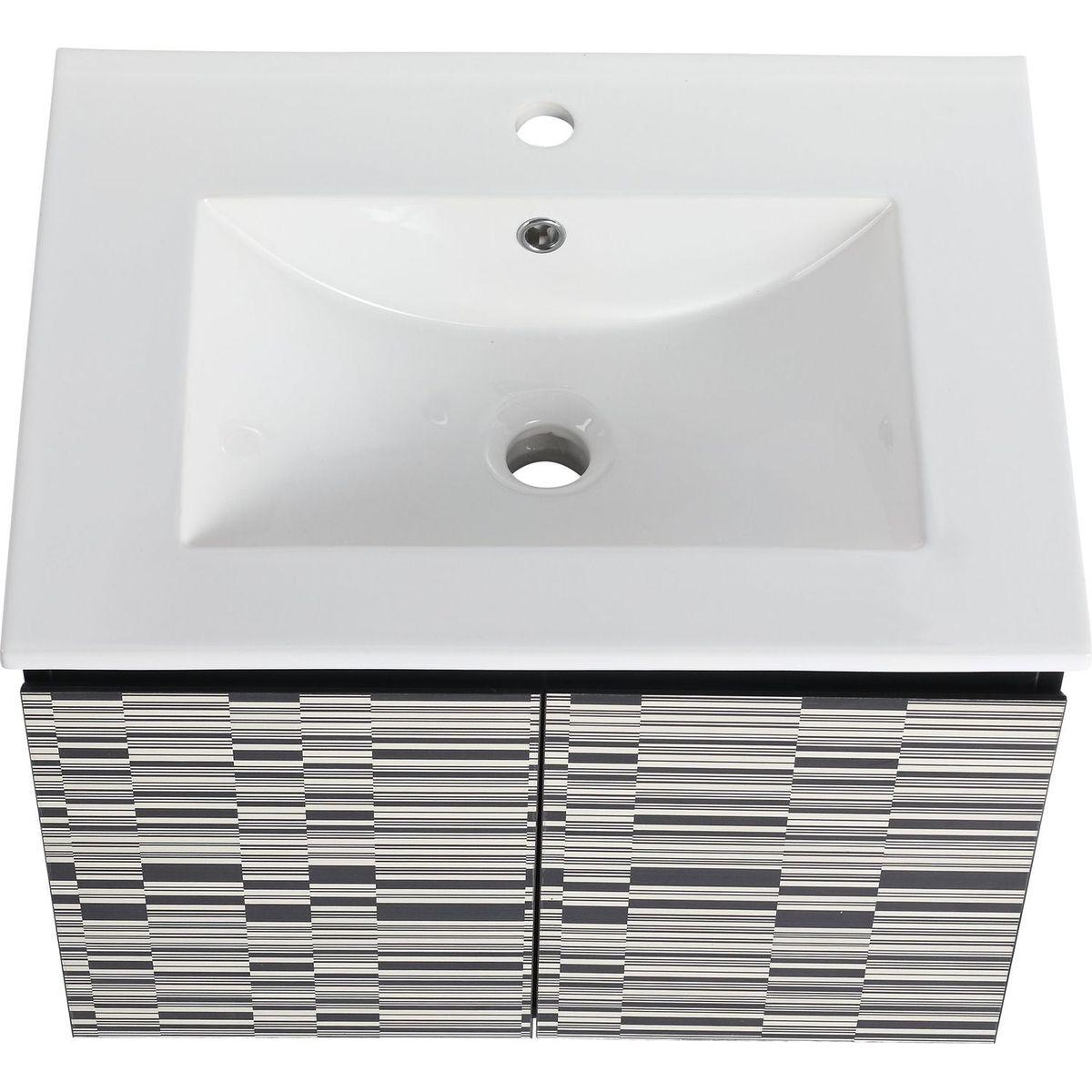 24" Floating Wall-Mounted Bathroom Vanity With Ceramics Sink & Soft-Close Cabinet Door, KD-Package