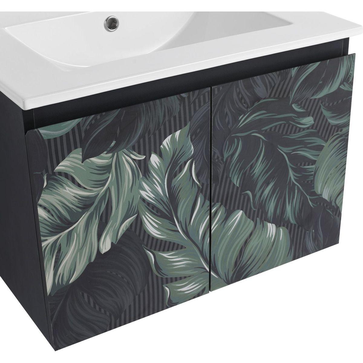 24" Floating Wall-Mounted Bathroom Vanity With Ceramics Sink & Soft-Close Cabinet Door, KD-Package