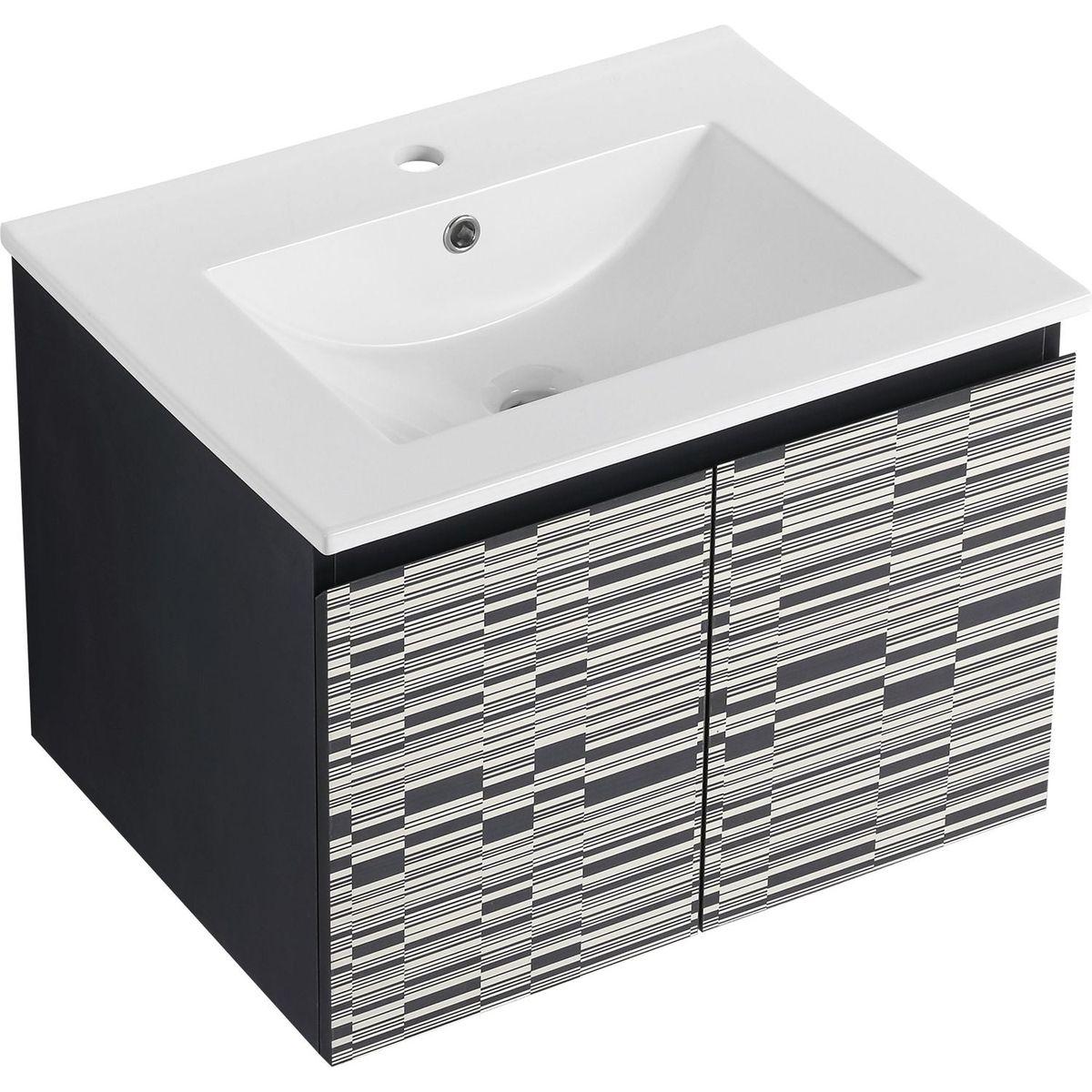 24" Floating Wall-Mounted Bathroom Vanity With Ceramics Sink & Soft-Close Cabinet Door, KD-Package