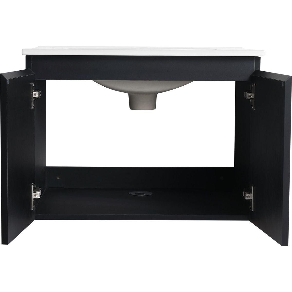 24" Floating Wall-Mounted Bathroom Vanity With Ceramics Sink & Soft-Close Cabinet Door, KD-Package