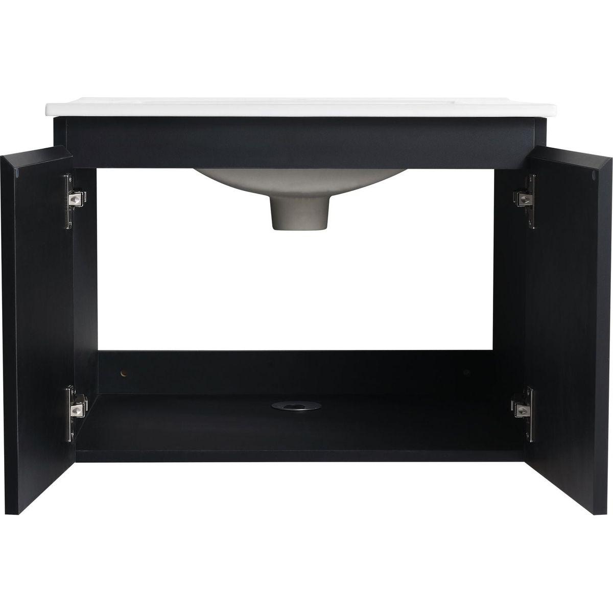 24" Floating Wall-Mounted Bathroom Vanity With Ceramics Sink & Soft-Close Cabinet Door, KD-Package