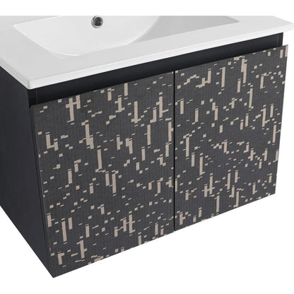 24" Floating Wall-Mounted Bathroom Vanity With Ceramics Sink & Soft-Close Cabinet Door, KD-Package