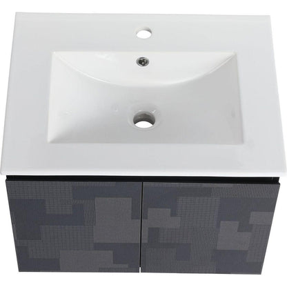 24" Floating Wall-Mounted Bathroom Vanity With Ceramics Sink & Soft-Close Cabinet Door, KD-Package