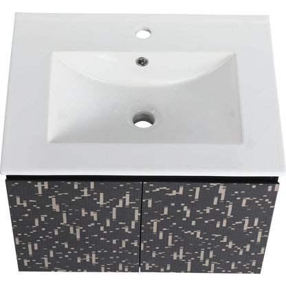 24" Floating Wall-Mounted Bathroom Vanity With Ceramics Sink & Soft-Close Cabinet Door, KD-Package