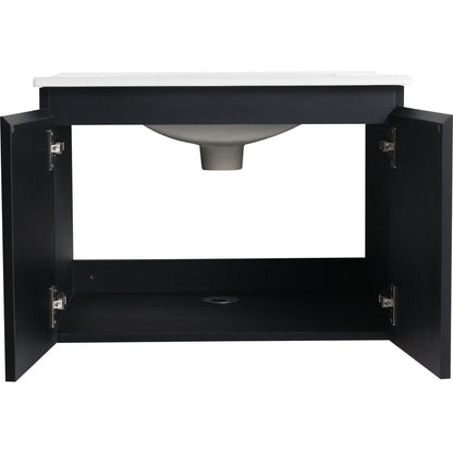 24" Floating Wall-Mounted Bathroom Vanity With Ceramics Sink & Soft-Close Cabinet Door, KD-Package