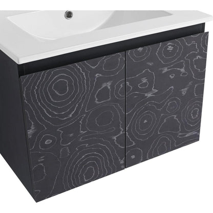 24" Floating Wall-Mounted Bathroom Vanity With Ceramics Sink & Soft-Close Cabinet Door, KD-Package