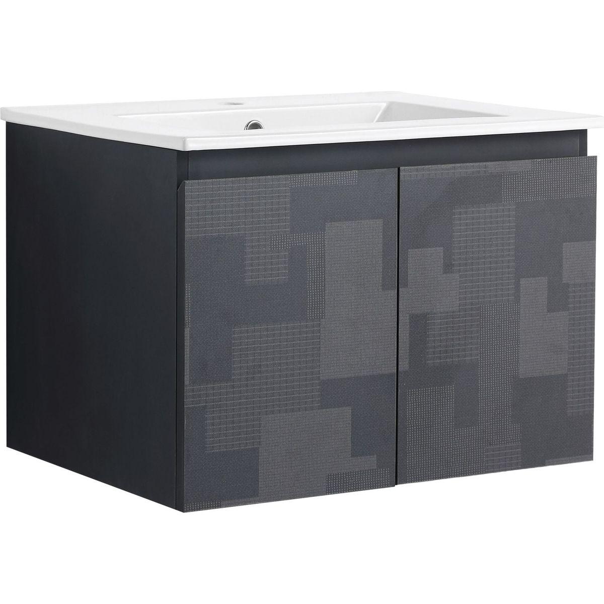 24" Floating Wall-Mounted Bathroom Vanity With Ceramics Sink & Soft-Close Cabinet Door, KD-Package