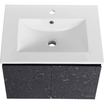 24" Floating Wall-Mounted Bathroom Vanity With Ceramics Sink & Soft-Close Cabinet Door, KD-Package