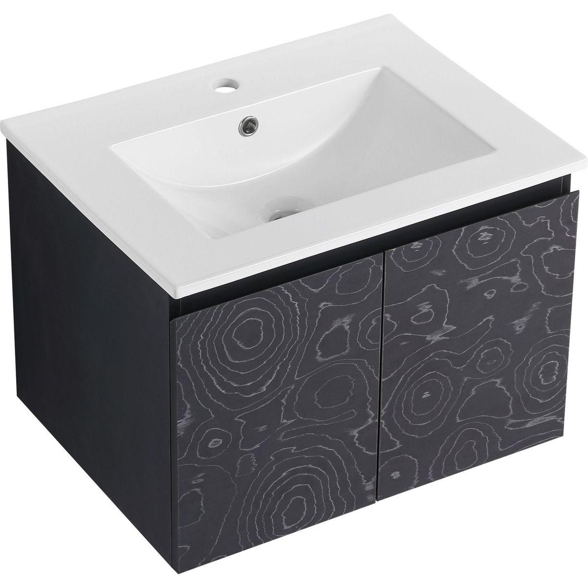 24" Floating Wall-Mounted Bathroom Vanity With Ceramics Sink & Soft-Close Cabinet Door, KD-Package