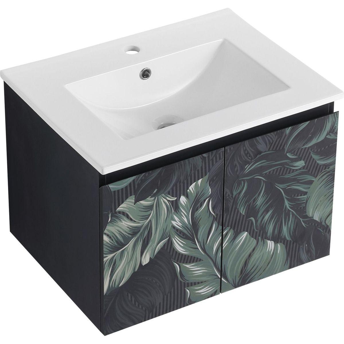 24" Floating Wall-Mounted Bathroom Vanity With Ceramics Sink & Soft-Close Cabinet Door, KD-Package