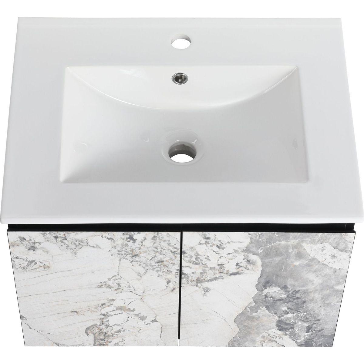 24" Floating Wall-Mounted Bathroom Vanity With Ceramics Sink & Soft-Close Cabinet Door, KD-Package