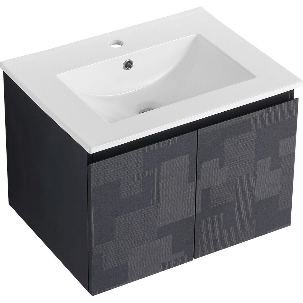 24" Floating Wall-Mounted Bathroom Vanity With Ceramics Sink & Soft-Close Cabinet Door, KD-Package