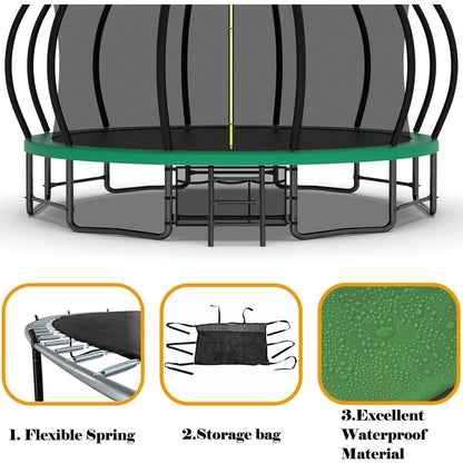 16FT Outdoor Trampoline for Kids and Adults, Pumpkin Trampolines with Curved Poles,Heavy Duty Trampoline Anti-Rust Coating ASTM Approval