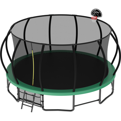 16FT Outdoor Trampoline for Kids and Adults, Pumpkin Trampolines with Curved Poles,Heavy Duty Trampoline Anti-Rust Coating ASTM Approval