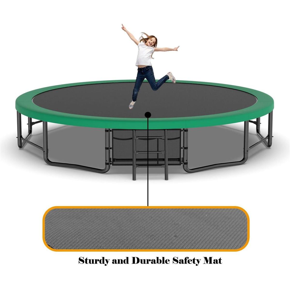 16FT Outdoor Trampoline for Kids and Adults, Pumpkin Trampolines with Curved Poles,Heavy Duty Trampoline Anti-Rust Coating ASTM Approval