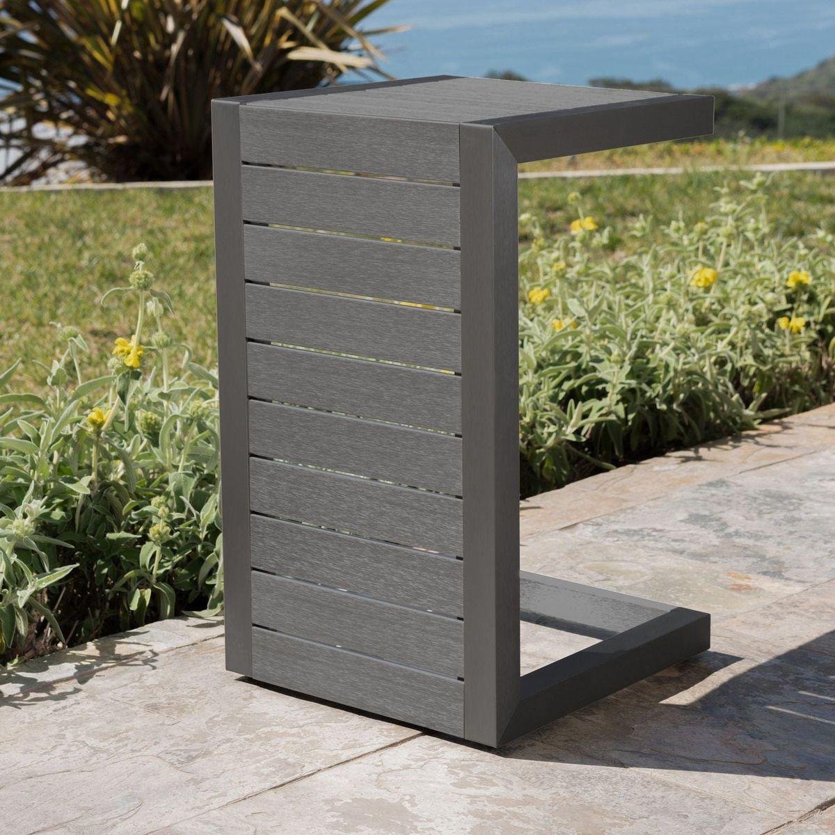 CAPE CORAL ALU C-SHAPED TABLE GREY