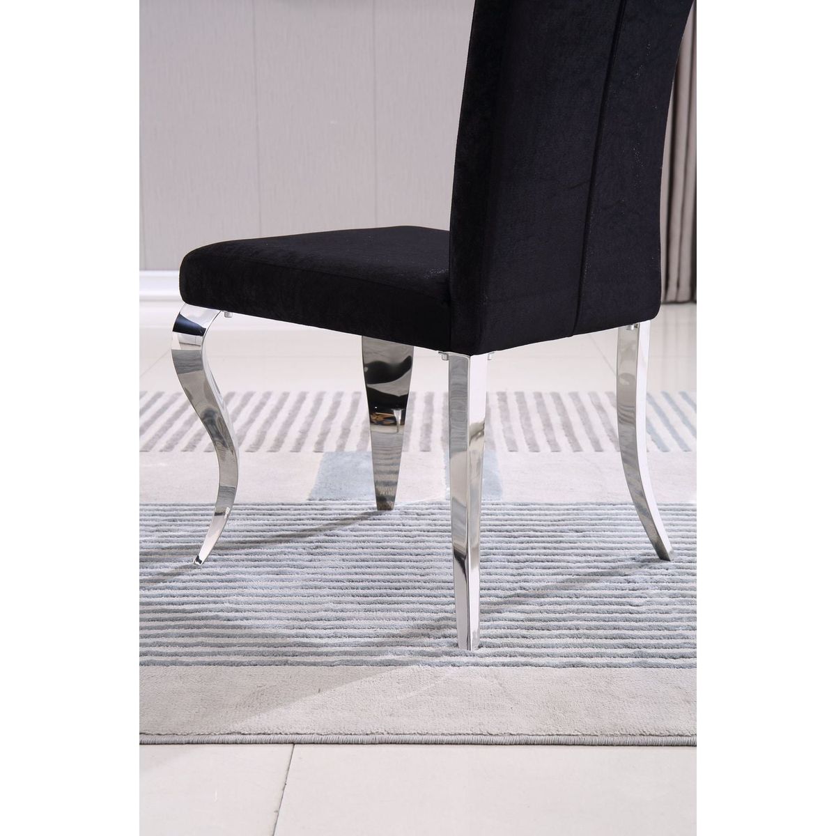 Modern Velvet Dining Chairs Set of 2, Upholstered Accent Armless Chairs with Stripe Backrest