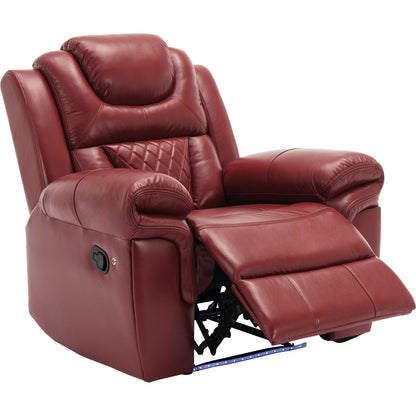 Home Theater Seating Manual Recliner Chair with LED Light Strip for Living Room,Bedroom, Wind Red