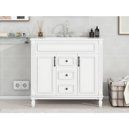 36" Bathroom Vanity with Top Sink, Modern Bathroom Storage Cabinet with 2 Soft Closing Doors and 2 Drawers, Single Sink Bathroom Vanity