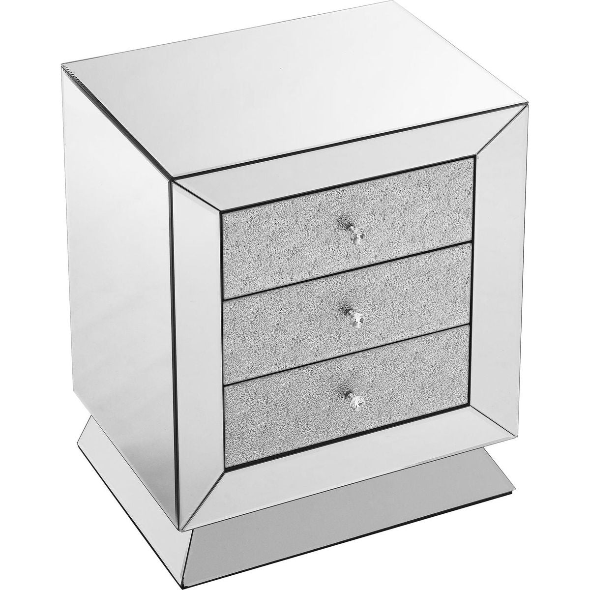 Classic bedroom elegant bedside table, 1 piece of 3 drawer mirrored bedside table