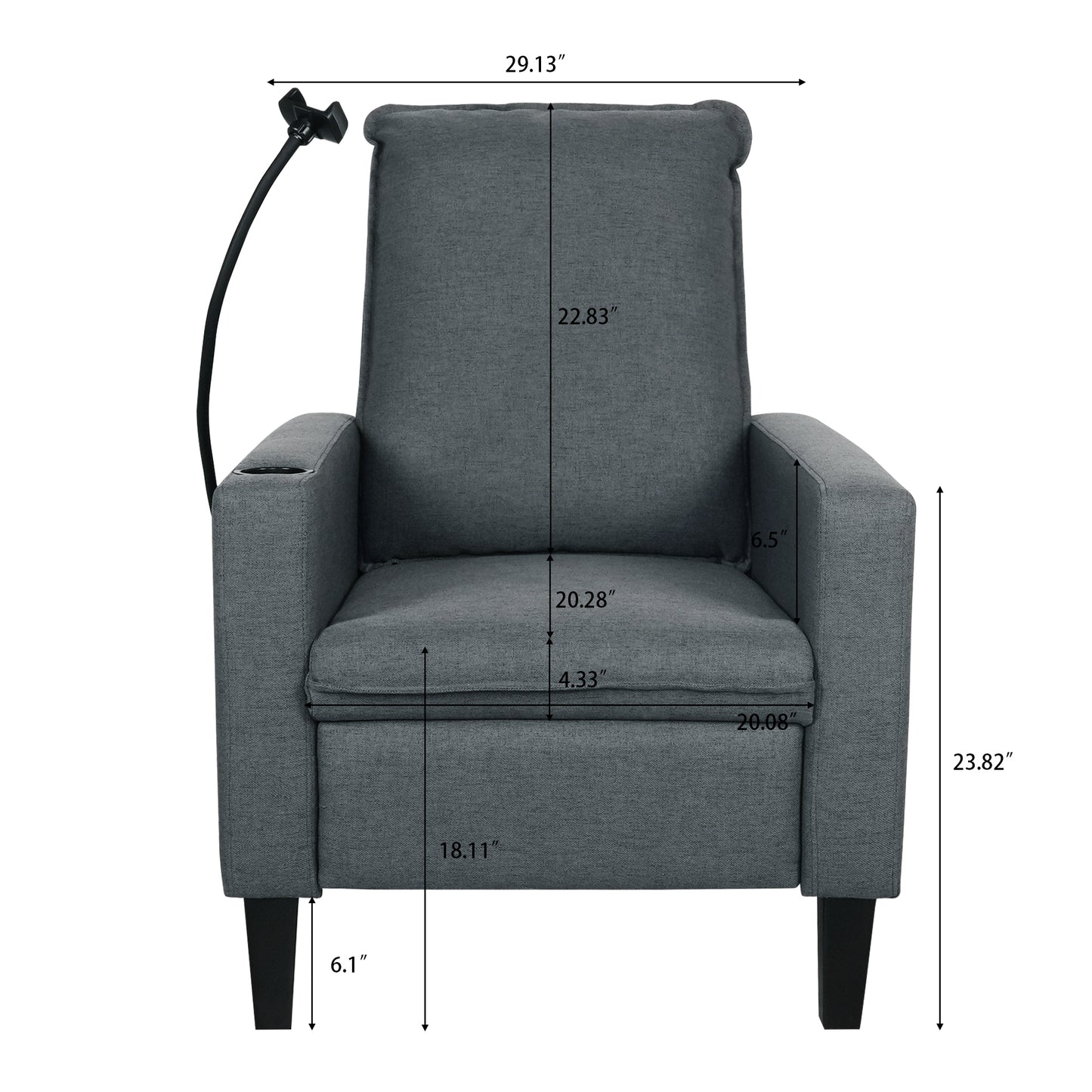 Recliner Chairs for Adults, Adjustable Recliner Sofa with Mobile Phone Holder & Cup Holder, Modern Reclining Chairs Fabric Push Back Recliner Chairs for Living Room, Bedroom, Gray