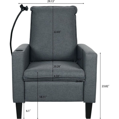 Recliner Chairs for Adults, Adjustable Recliner Sofa with Mobile Phone Holder & Cup Holder, Modern Reclining Chairs Fabric Push Back Recliner Chairs for Living Room, Bedroom, Gray
