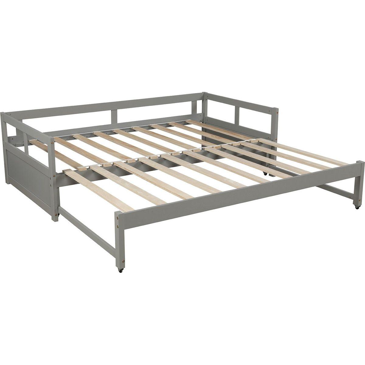 Extending Daybed with Trundle, Wooden Daybed with Trundle, Gray