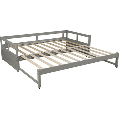 Extending Daybed with Trundle, Wooden Daybed with Trundle, Gray