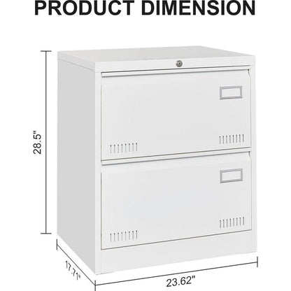 Filing Cabinet Lateral File Cabinet 2 Drawer, White Filing Cabinets with Lock, Locking Metal File Cabinets Three Drawer Office Cabinet for Legal/Letter/A4/F4 Home Offic