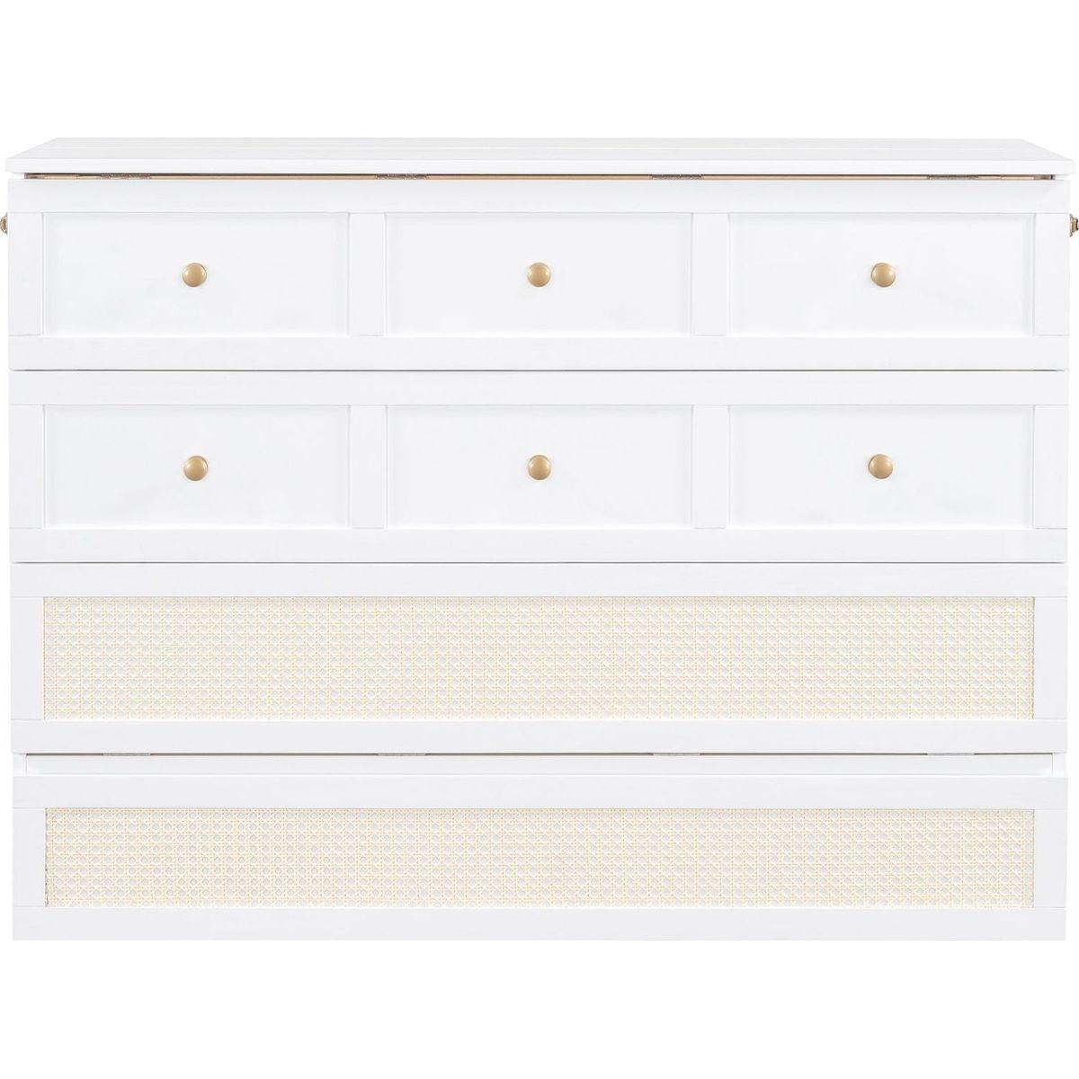 Full Size Murphy Bed with Large Drawers,White