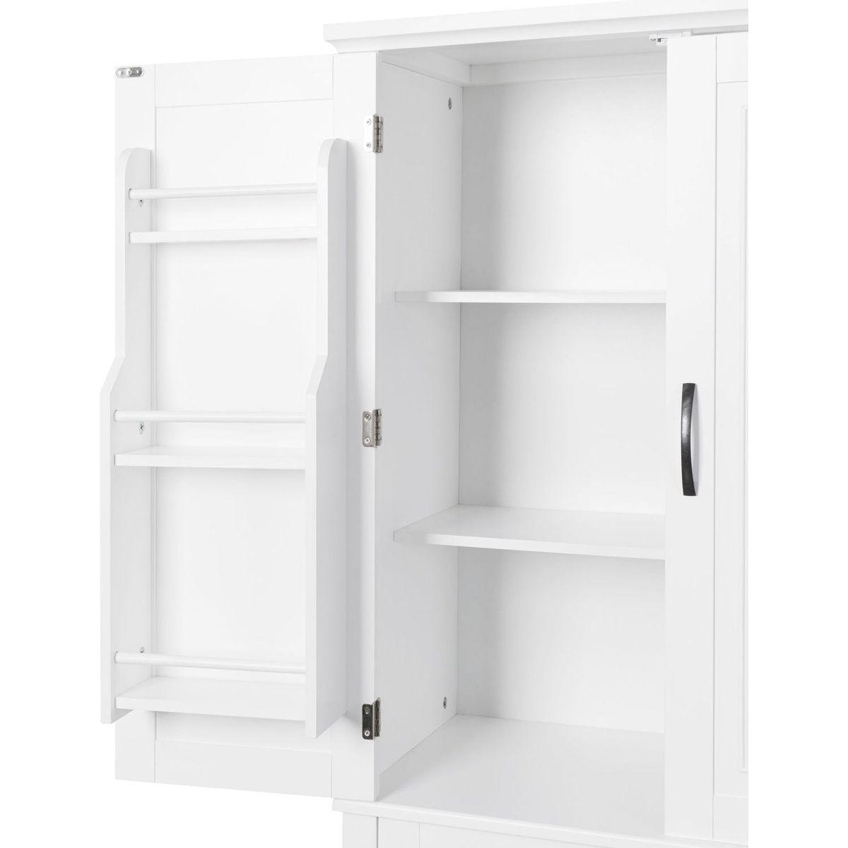 Bathroom Storage Cabinet with Doors and Drawer, Multiple Storage Space, Adjustable Shelf, White